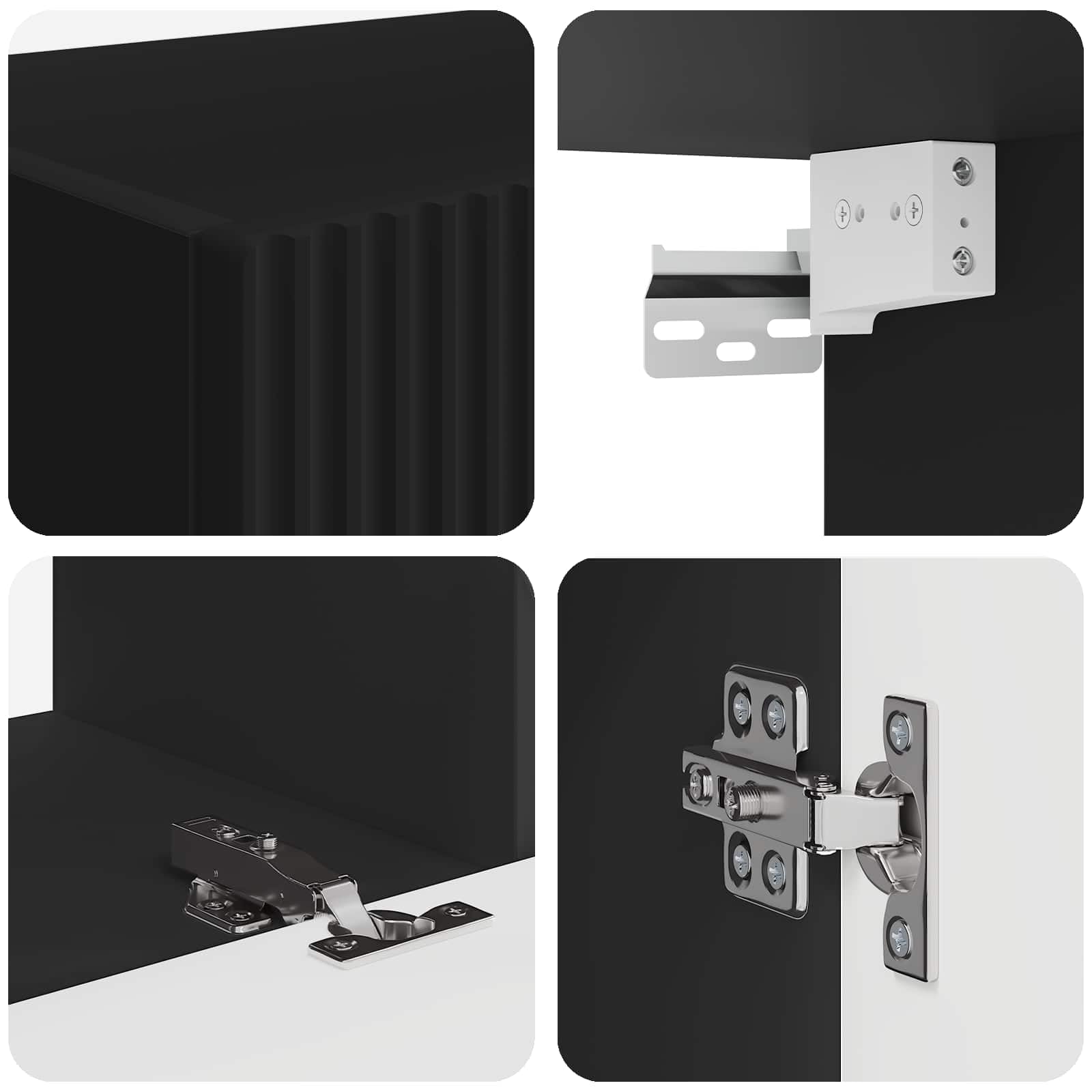 TV-Schrankset Wandmontiert 2-teilig, Schwarz Holzwerkstoff, Modernes Media-Center für Wohnzimmer, Elegantes Design, Platzsparendes Entertainment-Möbel