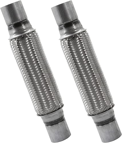 Miniatura 32 de Tubo flexible de escape, 2 x 8 x 12 pulgadas de longitud total, tubo flexible de doble trenza de acero inoxidable resistente 1 paquete