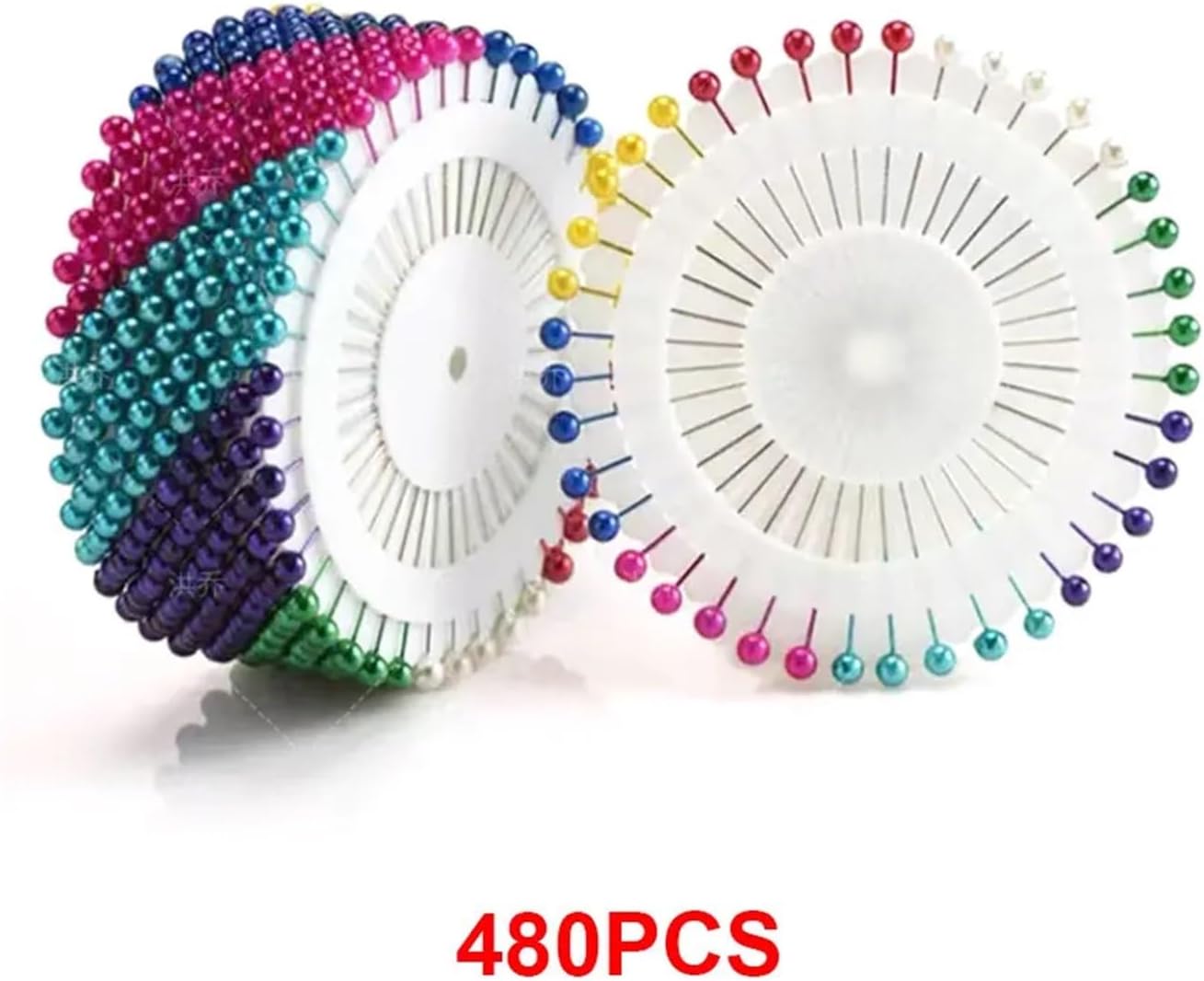 Sewing Pins for Fabric 1920Pcs Steel Pearl Head Pins 37mm Round Ball Headed Pin Disc Metal Positioning Needles Sewing Quilting DIY(Colour)