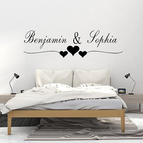 Adhesivos de pared personalizables con nombre de pareja para decoración de pared de dormitorio, decoración de sala de estar, adhesivo de vinilo para