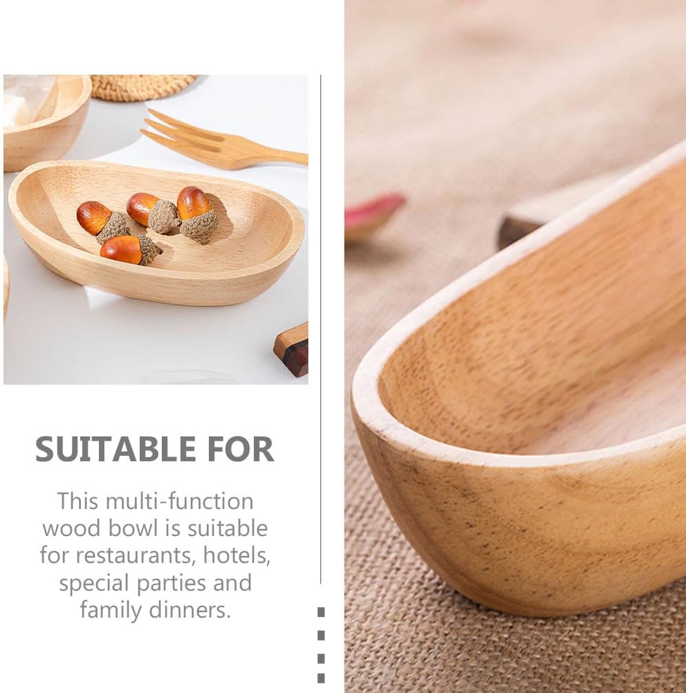 PRETYZOOM Wooden Boat-Shaped Fruit Bowl 5.90 x 3.26 x 1.77 In – Multi-Function Salad Mixing & Fruit Storage Tray – for Kitchen, Home Dining, Restaurant Serving