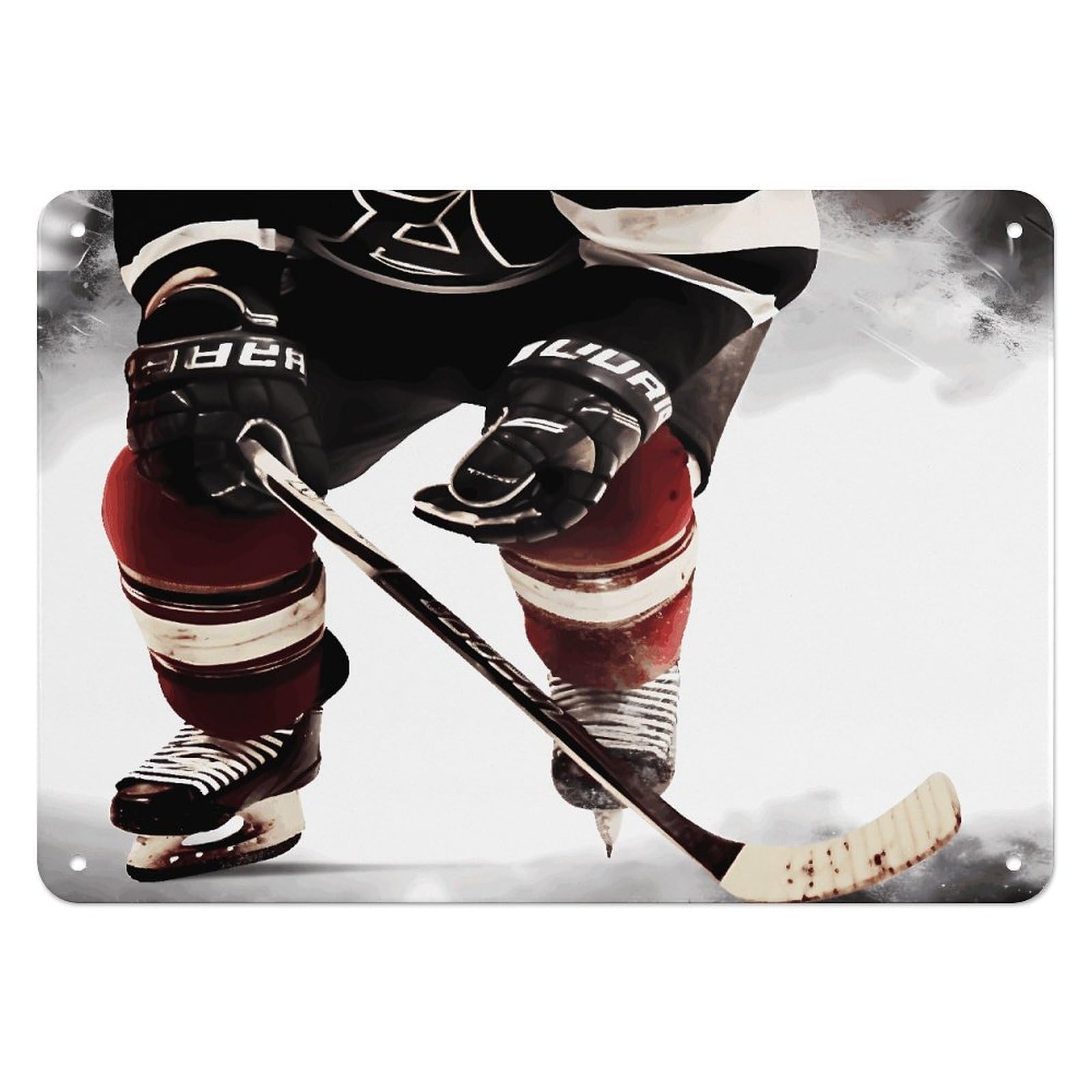 Btcowzrv Style Ice Hockey Pattern Metal Sign, 5.5" X 7.9" Tin Wall Decor, Wall Art Plaques For Home Wedding Decor Room Living Room Decoration