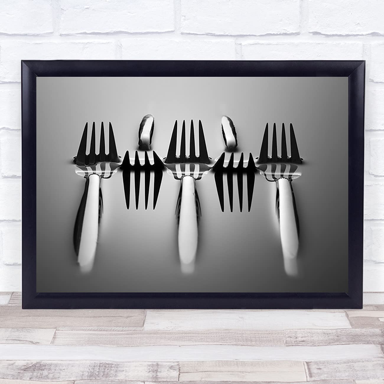 Fingerprint Designs Drowning Fork Water Reflection Cutlery Forks Metal Wall Art Print