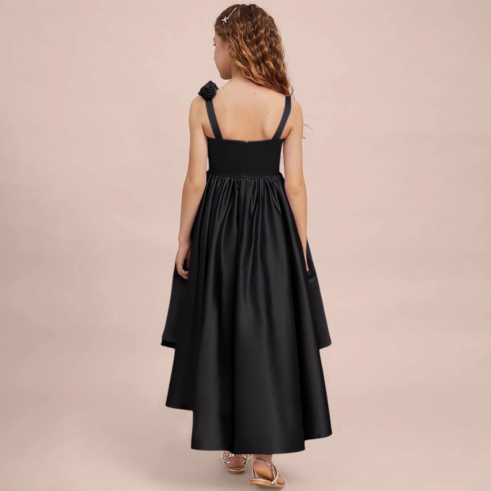 Vestito da festa per ragazze Principessa Compleanno Senza Maniche A Line Alto Basso Abito Fiore Ragazza Abiti da Damigella D'Onore Formale