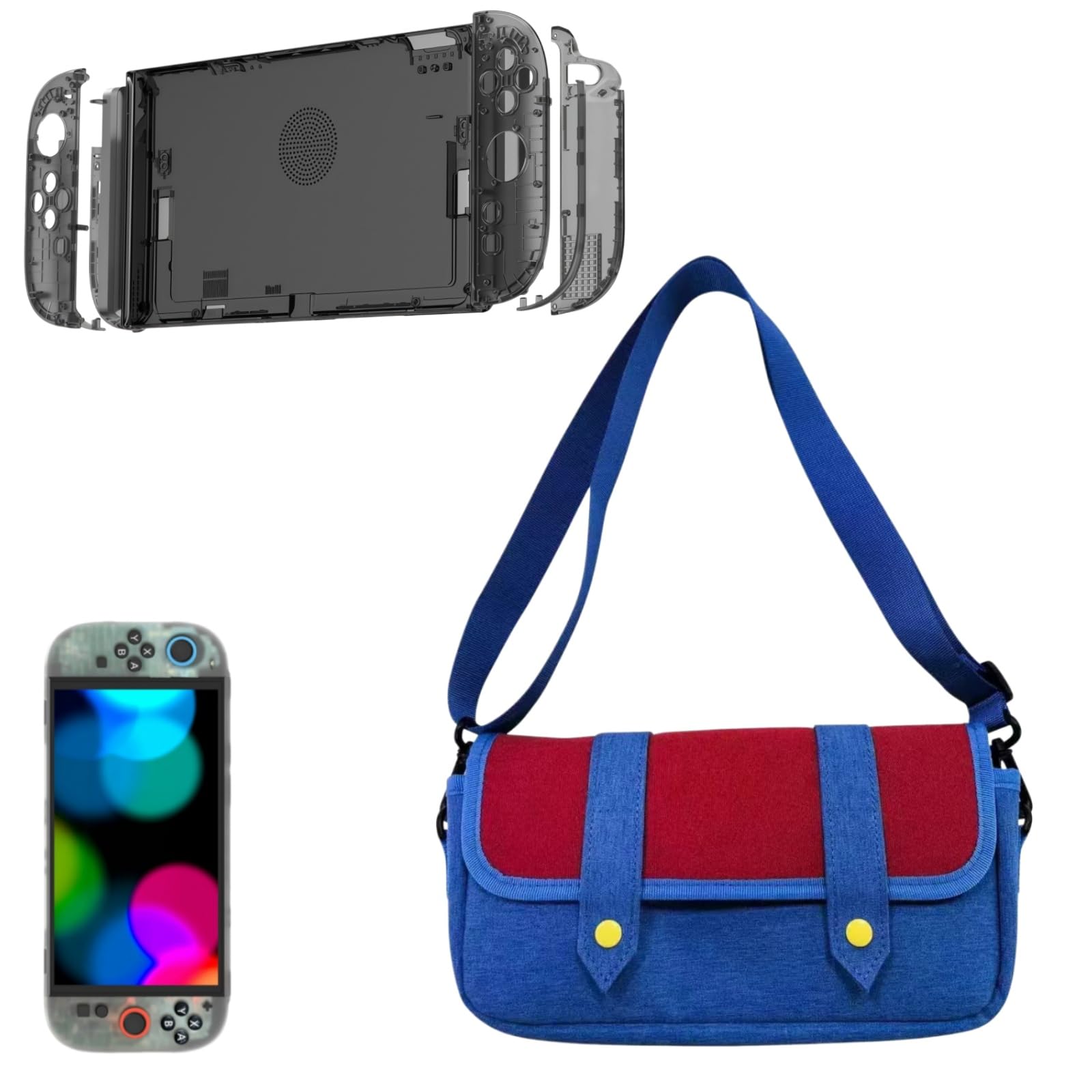 Zestaw ochronny do przechowywania kompatybilny z Switch 2, wymienna obudowa + torba do przenoszenia, pokrowiec ochronny z paskiem na ramię, etui do przechowywania na przenośną konsolę, podróżne