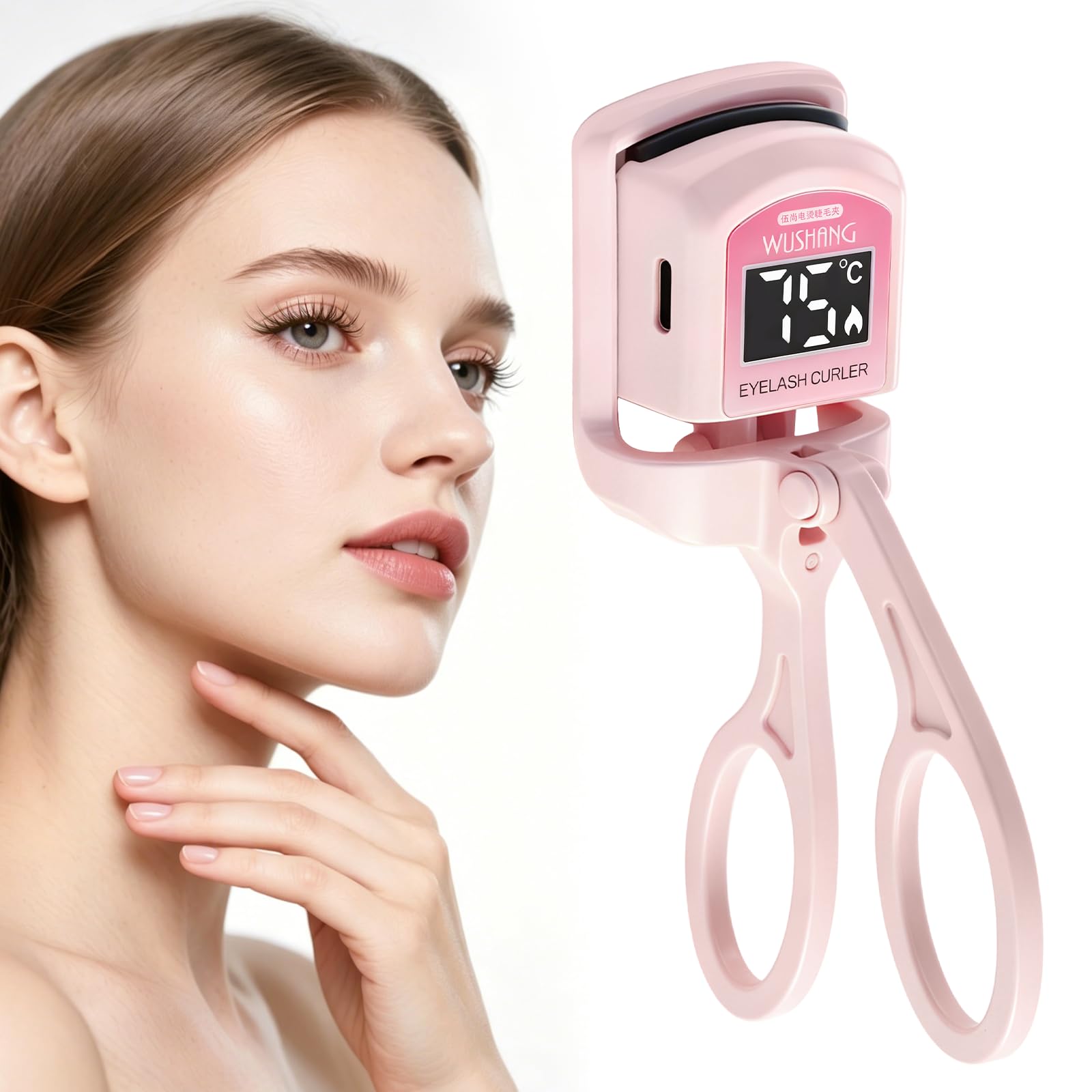 Beheizte Wimpernzange mit LED-Temperaturanzeige, wiederaufladbar, elektrische Wimpernzange, 30 Sekunden, schnelle Erwärmung, Verbrühungsschutz, tragbares Make-up-Werkzeug, 24 Stunden lang anhaltende