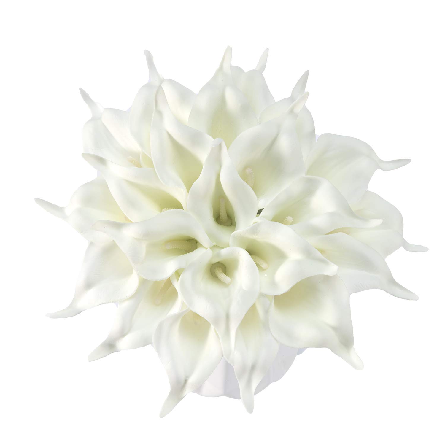 Crafjie 22pcs 13.4 Inch Pure White Latex Calla Lily