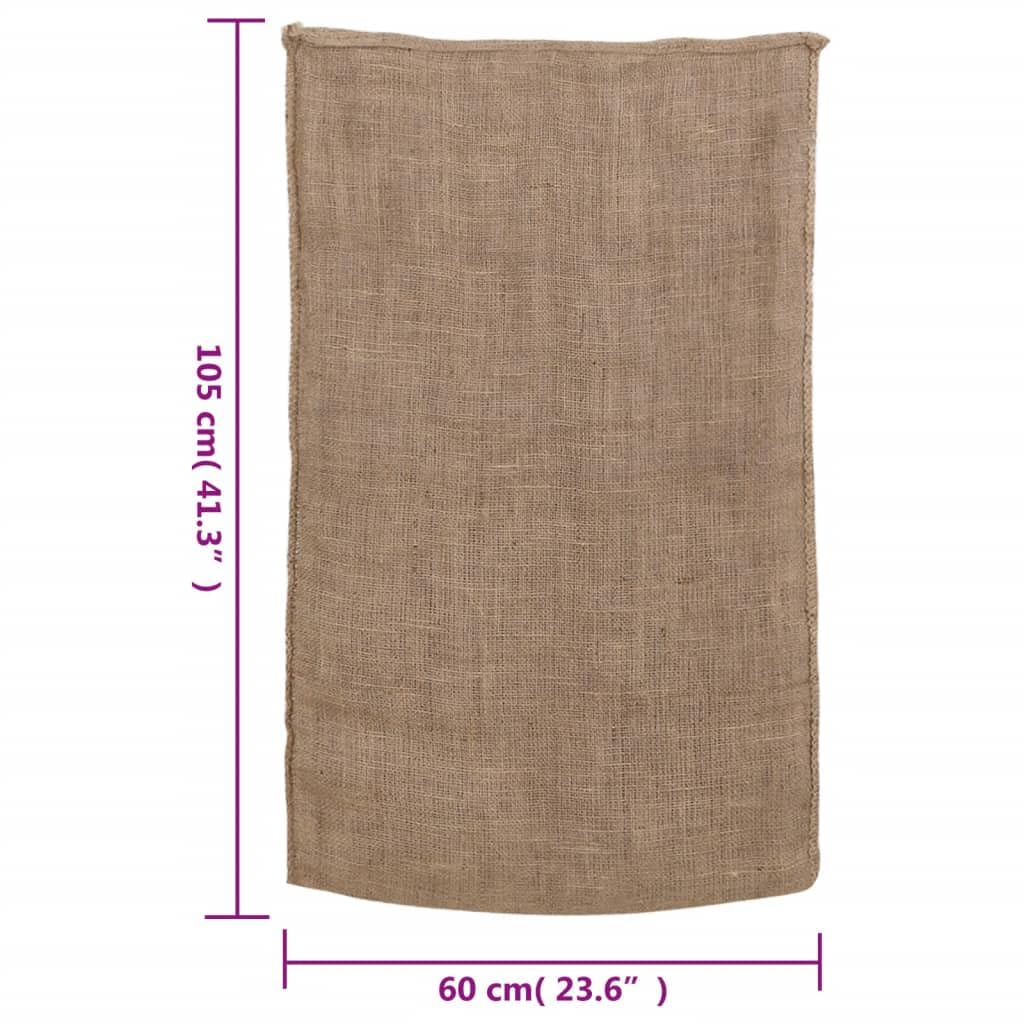 Worki jutowe, 5 sztuk, 60 x 105 cm, ze 100% juty 220 g/m², wytrzymałe do przechowywania, transportu i ochrony roślin, składane, do domu, ogrodu i rustykalnej dekoracji