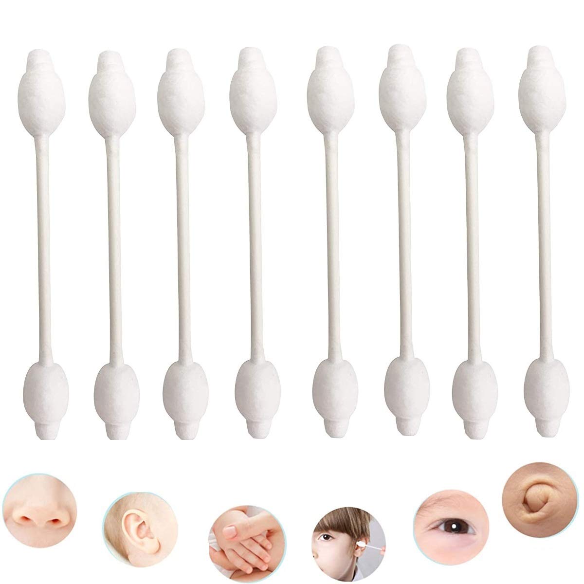 Baby Cotton Swabs with Large Tips for Newborn Babies Kids 100 Biodegradable Gentle Qtips for Children Safety Cotton