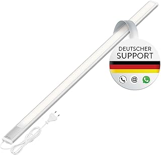 Oktaplex Riva flach LED Unterbauleuchte Küche 1110lm warmweiß 90cm Unterschrankleuchte silber mit Schalter Küchenlicht 15W 230V