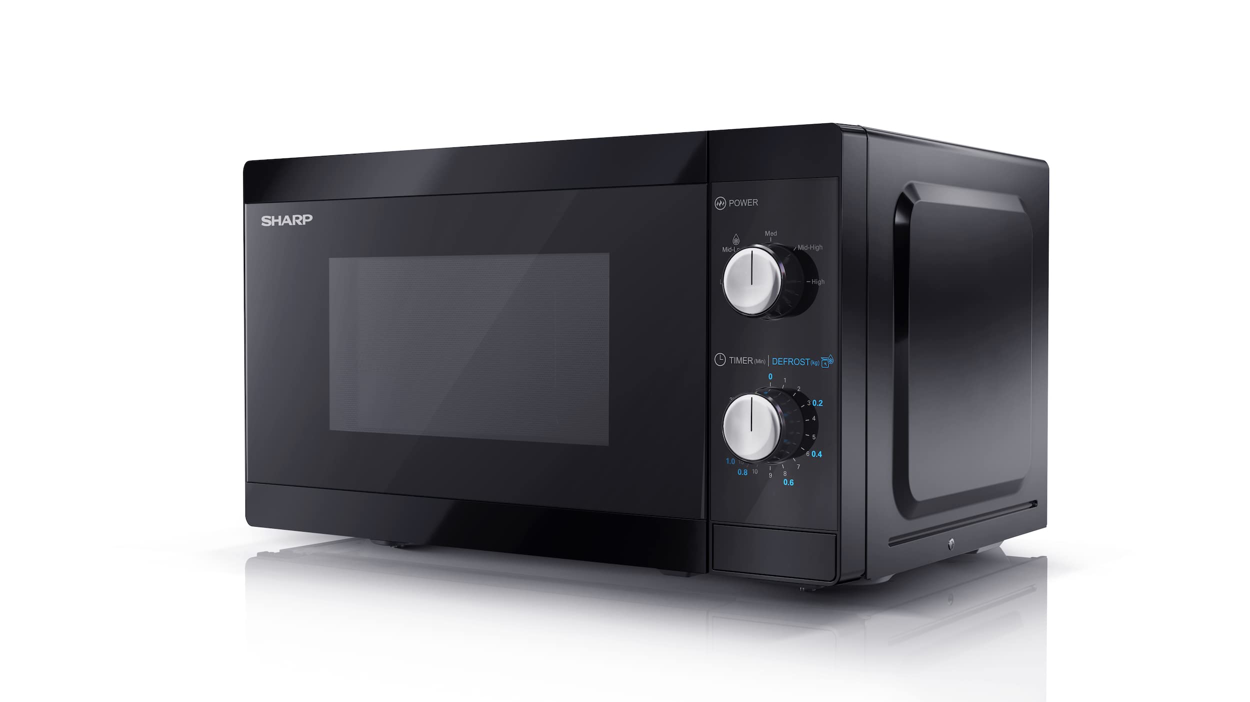 SHARP MS01E Mikrowelle (Mikrowelle: 800W, 5 Leistungsstufen, Auftaufunktion, Abmessungen: 440x258x344cm), schwarz