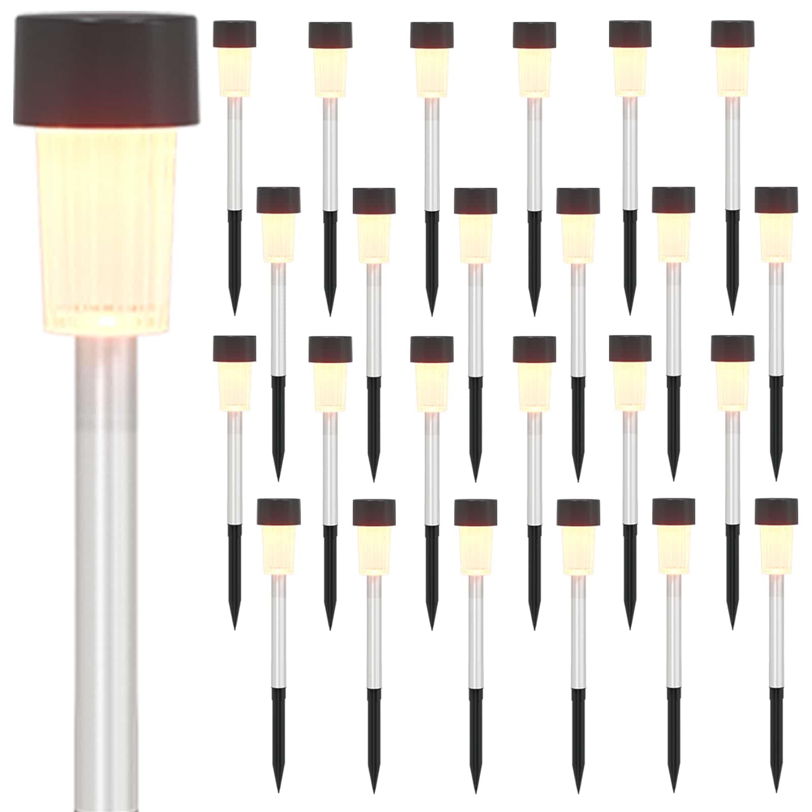 vidaXL Luces solares exteriores con pico de tierra 24 uds. 29,5 cm