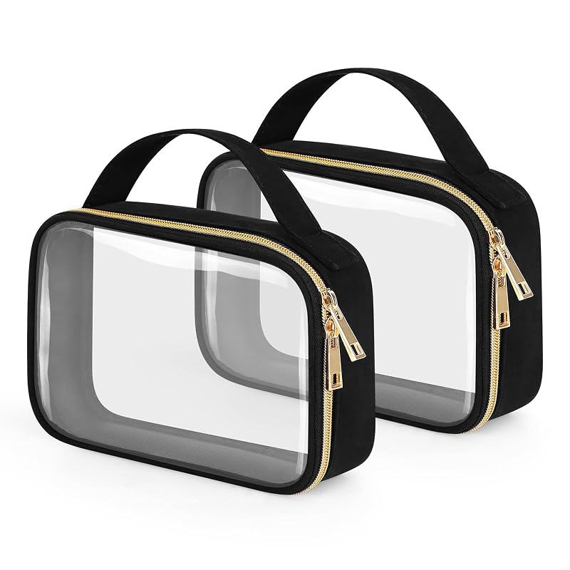 Wedama Necessaire Transparente com Alças, Pacote com 2, Preta