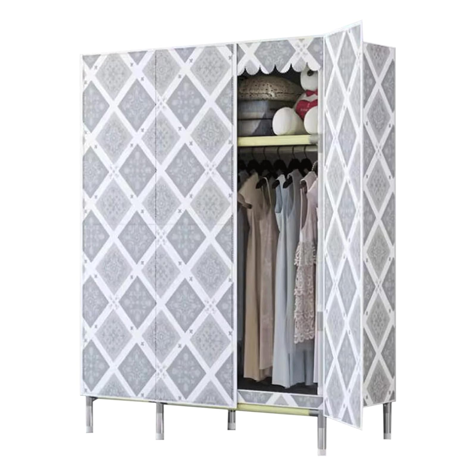 Faltbarer Kleiderschrank Einfacher Schlafzimmer-Kleiderschrank, Stoff-Kleiderschrank, verdicktes Stahlrohr, Kleiderschrank, Schrank, Aufbewahrungsschrank, Schlafzimmer-Armoires Geräumig