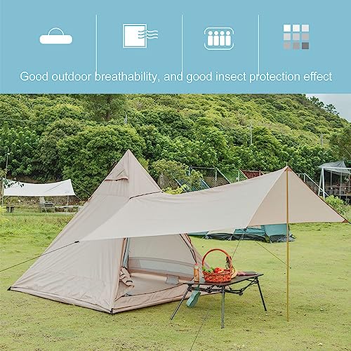 Carpa de camping estilo pirámide con toldo integrado miniatura 3