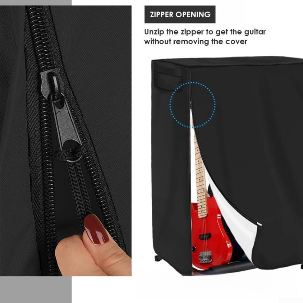 Robusta cubierta de tela Oxford diseñada para soportes de guitarra con mango de apertura con cremallera y capa interior de malla de aire ventilada (600D)