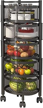 Storage Rack Kitchen Vegetable Rack Kitchen Storage Shelves, 360-degree Rotating Vegetable Racks, Kitchen Floors, Multi-Layer Multi-Functional Circular Vegetable Basket Storage Racks  Color B , Siz