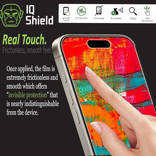 Miniatura 4 de IQShield Protector de pantalla compatible con Apple iPhone 15 Pro Max (paquete de 2) película de TPU transparente antiburbujas