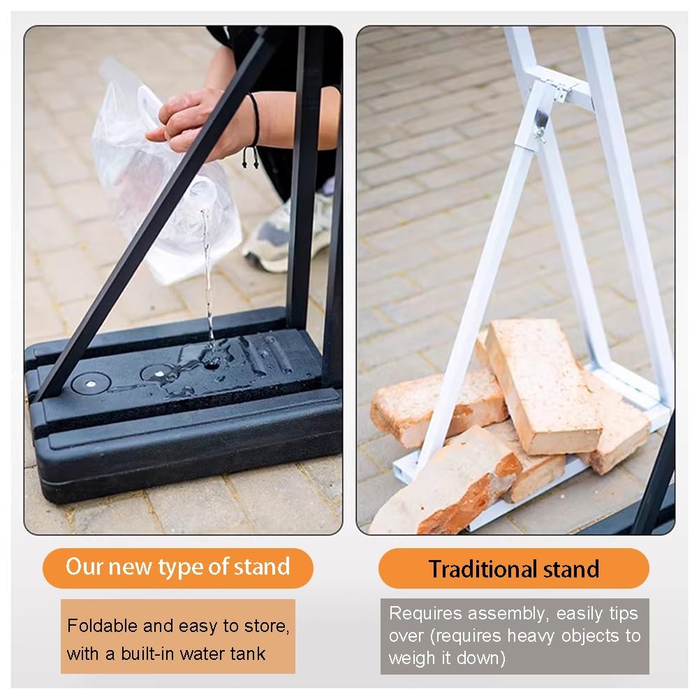 Soporte de Carteles de Piso Pesado Resistente, Altura Ajustable de hasta 75 Pulgadas, Base Llena de Agua para Eventos Interiores al Aire Libre, Soporte de Cartel de Servicio Pesado para exposiciones,