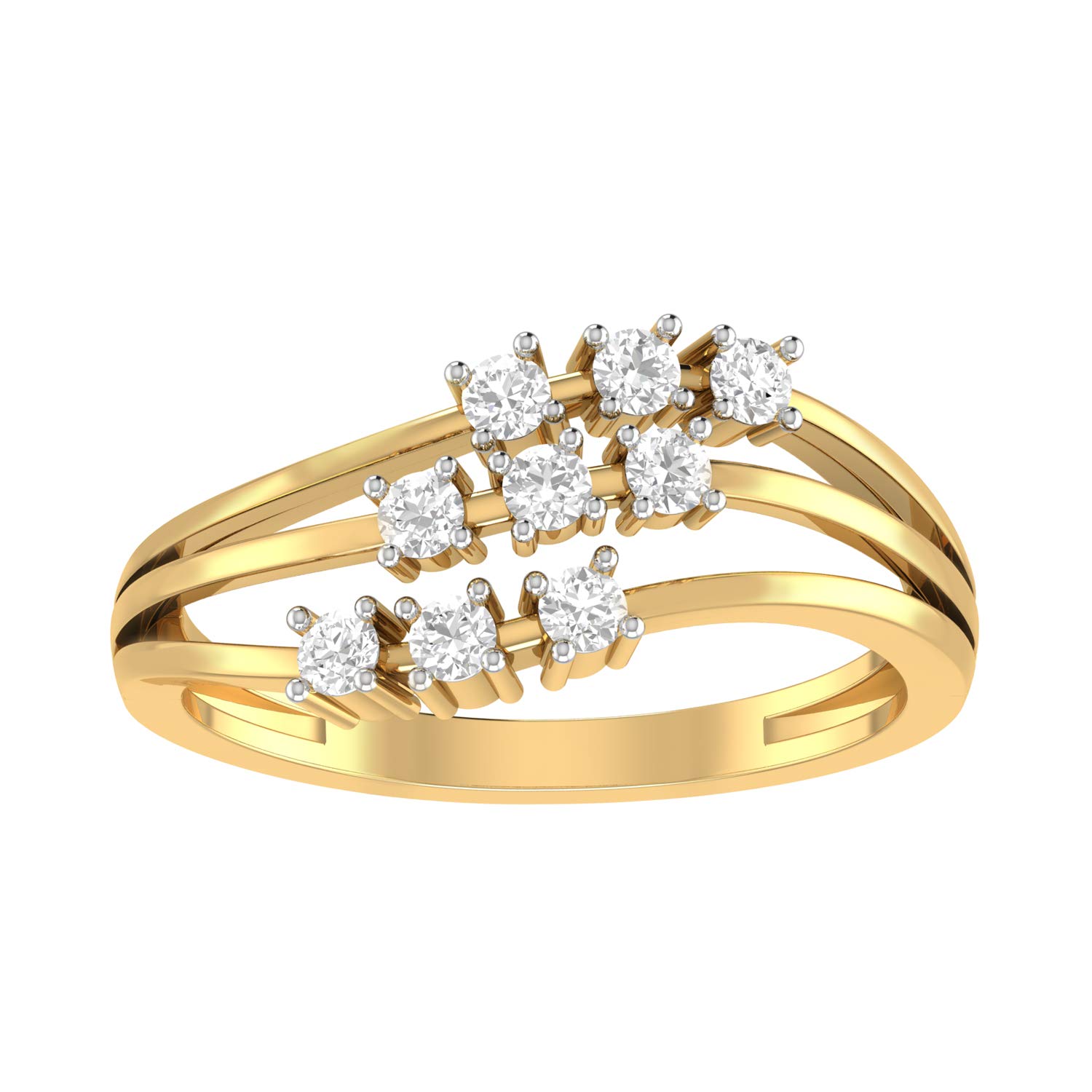 PC Jeweller The Elvine 18KT Yellow Gold and Diamond Ring for Women