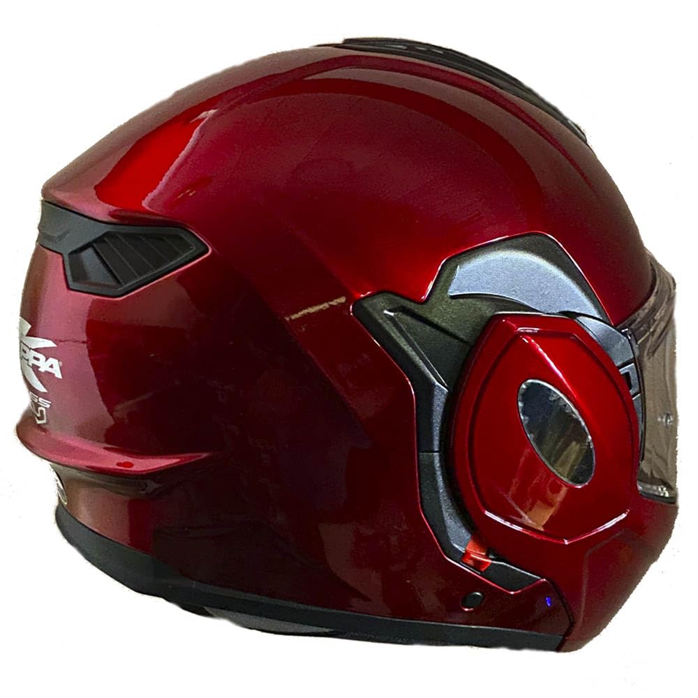 Kappa KV55 Casco de Moto Modular, Burdeos Brillo, Abatible 180 Grados, con Visera Interior Ahumada, Interior Desmontable