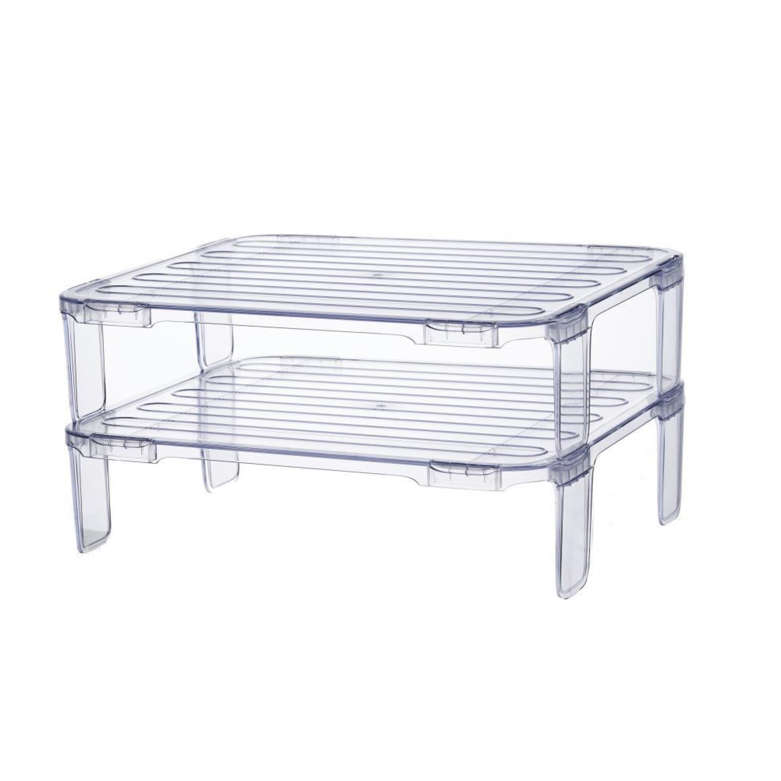 Étagère de rangement transparente empilable pour réfrigérateur et cuisine modulable