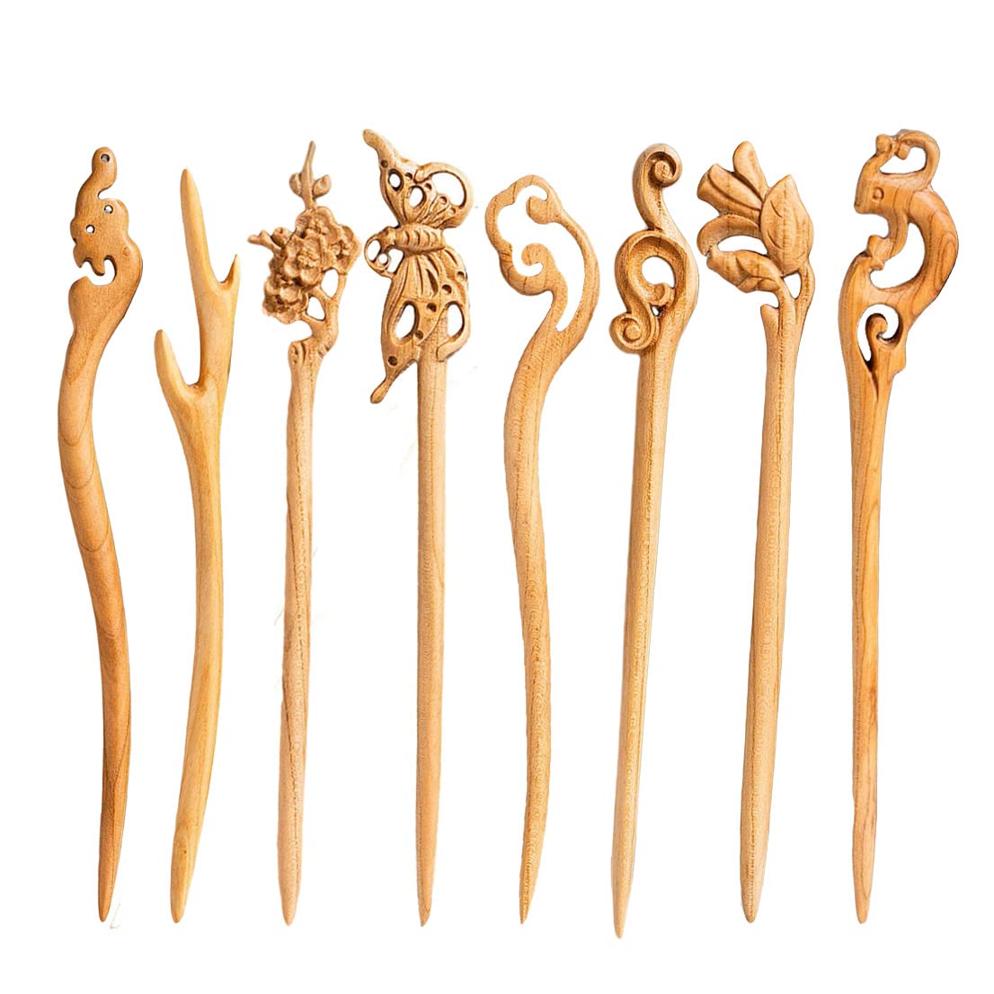 Leadigol 8 PCS Wooden Hair Sticks,Chinese Wood Hair Forks Women Hair Chopsticks Pins Vintage Hair Pins,Japanese Hair Chopstick for Women Hair Bun Maker Hair Accessories