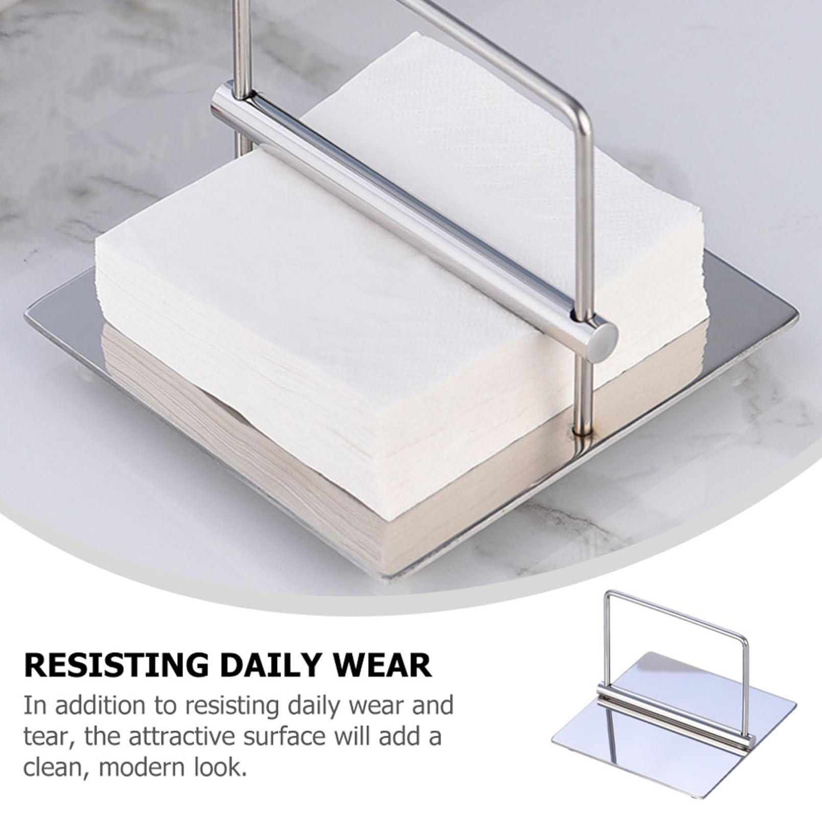 Soporte Para Servilletas De Papel Inoxidable Plateado, Compacto y Estable, Estante Para Pañuelos De Escritorio, Dispensador Multifuncional Para Hogar, Hoteles y Restaurantes
