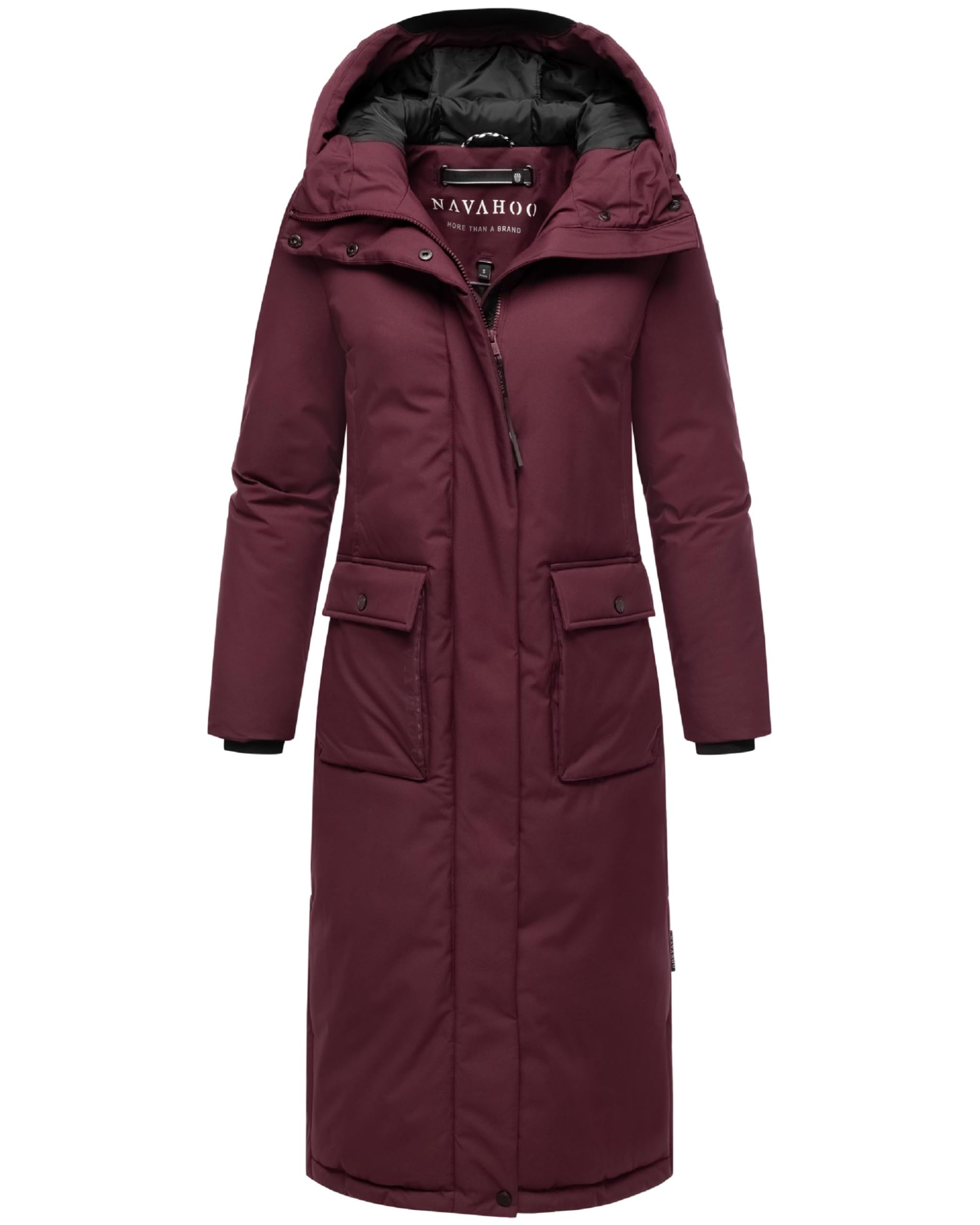 Navahoo Women's Wine Red Winter Coat, Warm Extra-Long Coat With Hood, Wolkenfrost Xiv, Xs-Xxl, M