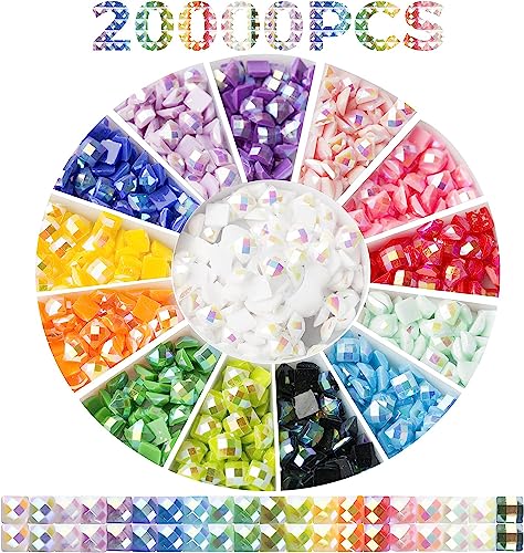 AB,Piedras brillantes de lujo para accesorios de pintura de diamantes, 20000 piezas de repuesto de diamantes de 20 colores, gemas de arte, manualidades o adornos (1000 piezas por bolsa)