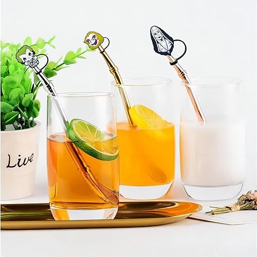 Miniatura 3 de Juego de 8 tapas de popote divertidas, para popotes de 0.276-0.315 in, reutilizables, de silicona, compatible con vaso Stanley de 30 onzas y 40