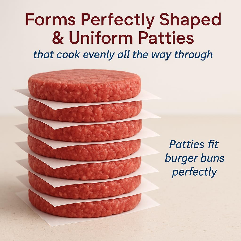 HIC Kitchen Burger Press Patty Maker, Aluminum, Makes Quarter-Pound Patties, 3.75-Inch Diameter