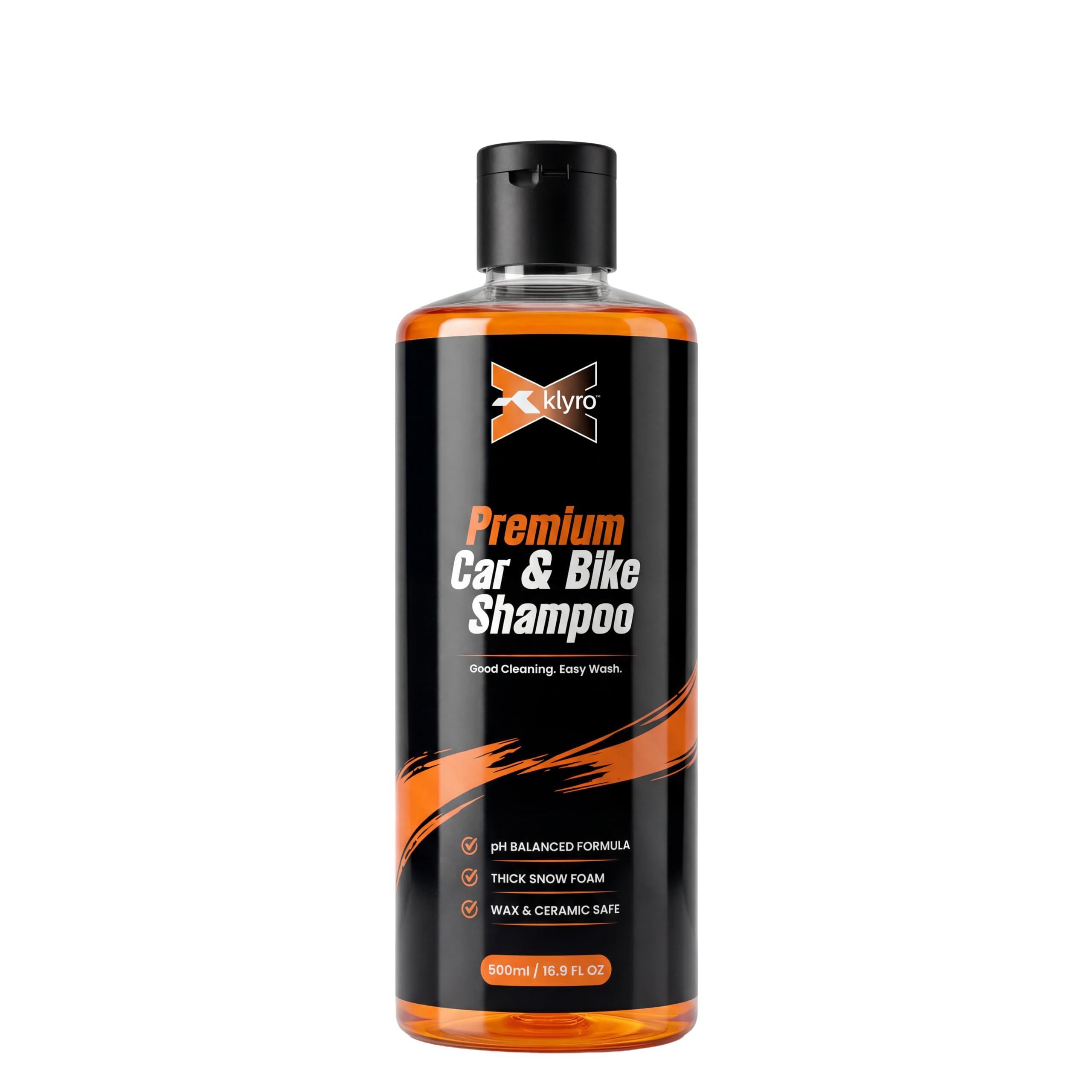 KLYRO Premium Car & Bike Shampoo Thick Snow Foam Car Wash pH Balanced Formula Wax & Ceramic Safe High Foam Cleaner for Cars Bikes SUV Pressure Washer Foam Cannon Use 500ML (Pack of 1)