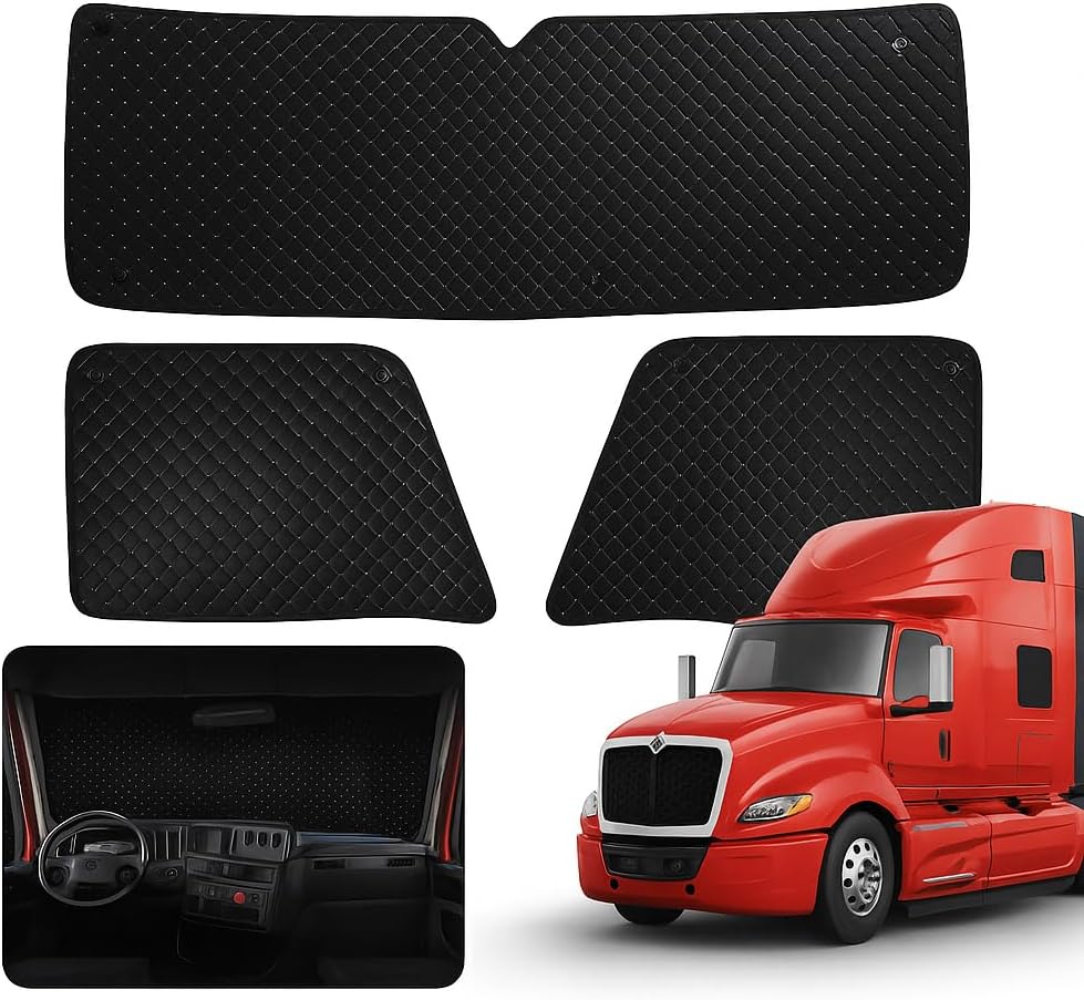 Sun Shield 3-Layer Insulated Blackout Window Cover – Compatible with International LT625 Truck – Full Cab Privacy and Thermal Protection