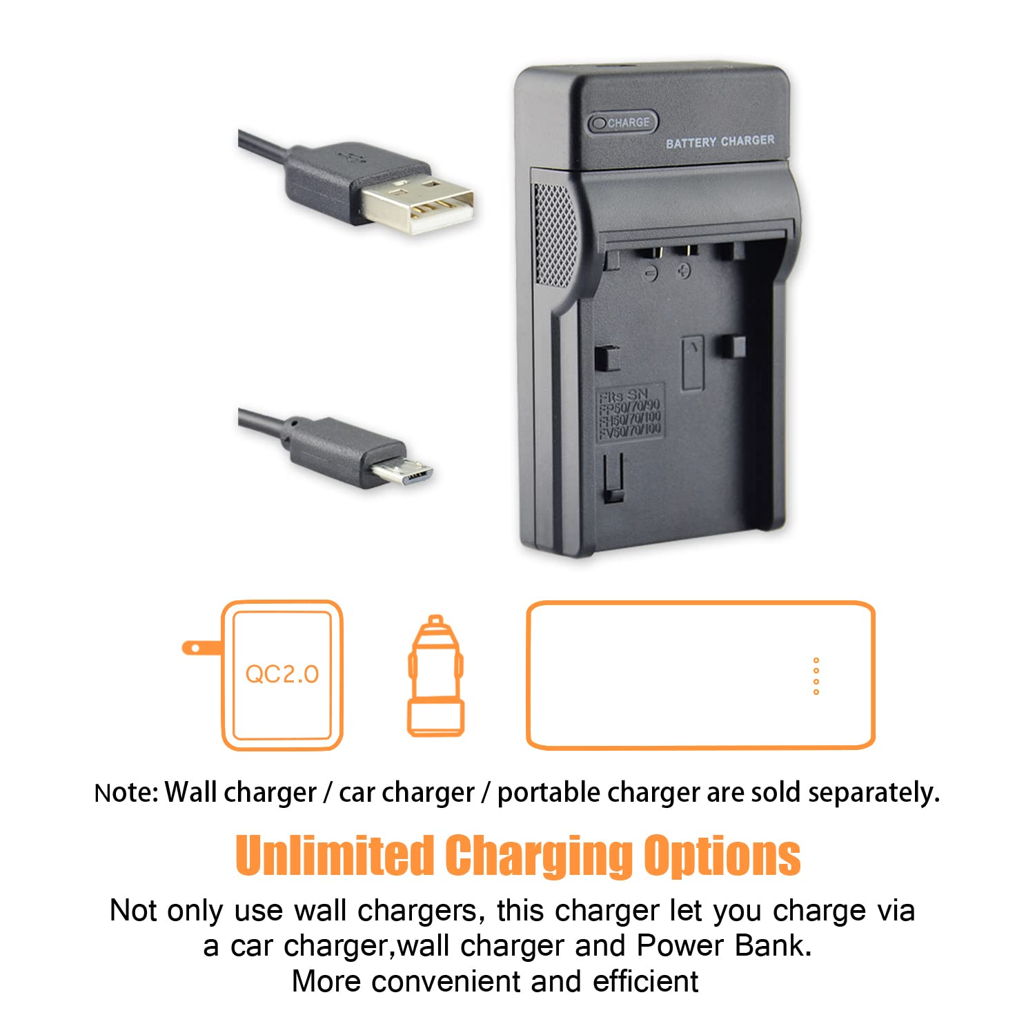 DSTE Batterie de rechange + chargeur micro USB Compatible avec NP-FV100 Sony DCR-SR15 SR21 SR68 SR88 SX15 SX21 SX44 SX45 SX63 SX65 SX83 SX85