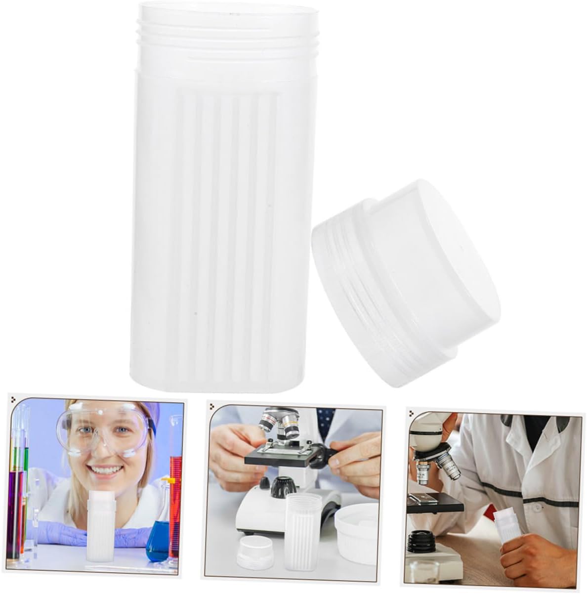 Slide Storage Case 3pcs Plastic Round Staining Jar Microscope Slide Holder Box for Lab Use