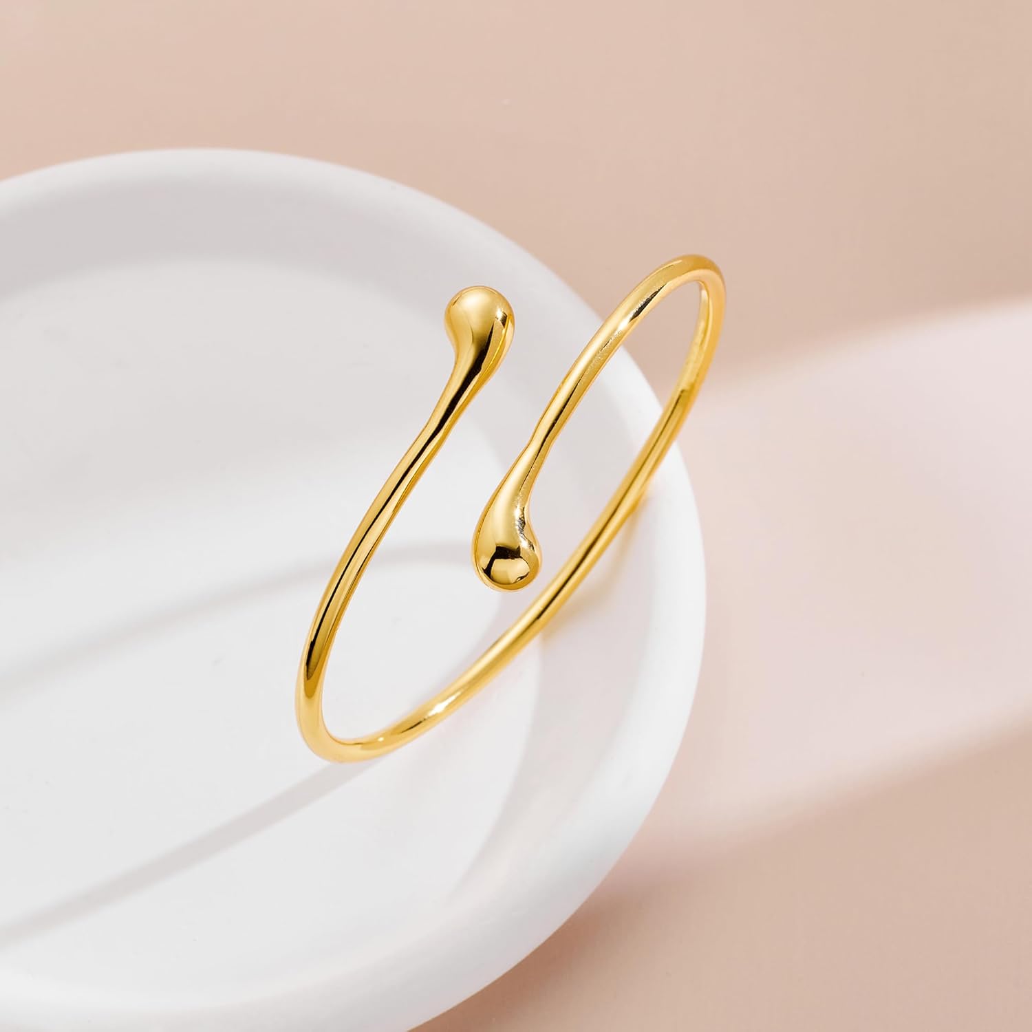 WOWORAMA Dainty Gold Cuff Bracelets for Women Delicate Thin Wire Open Bangle Bracelets Stackable Minimalist Wrist Cuff Bracelets Flexible Adjustable Size - Image 3