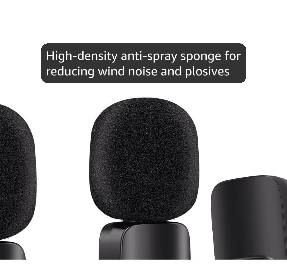 Wireless Lavalier Microphone for Android/iPhone/Computer/Laptop, Wireless Mic for iPhone 13 14 15 16 17 with Noise Reduction Chip, Mini Microphone for Recording Podcast YouTube, TikTok(2 Pack)