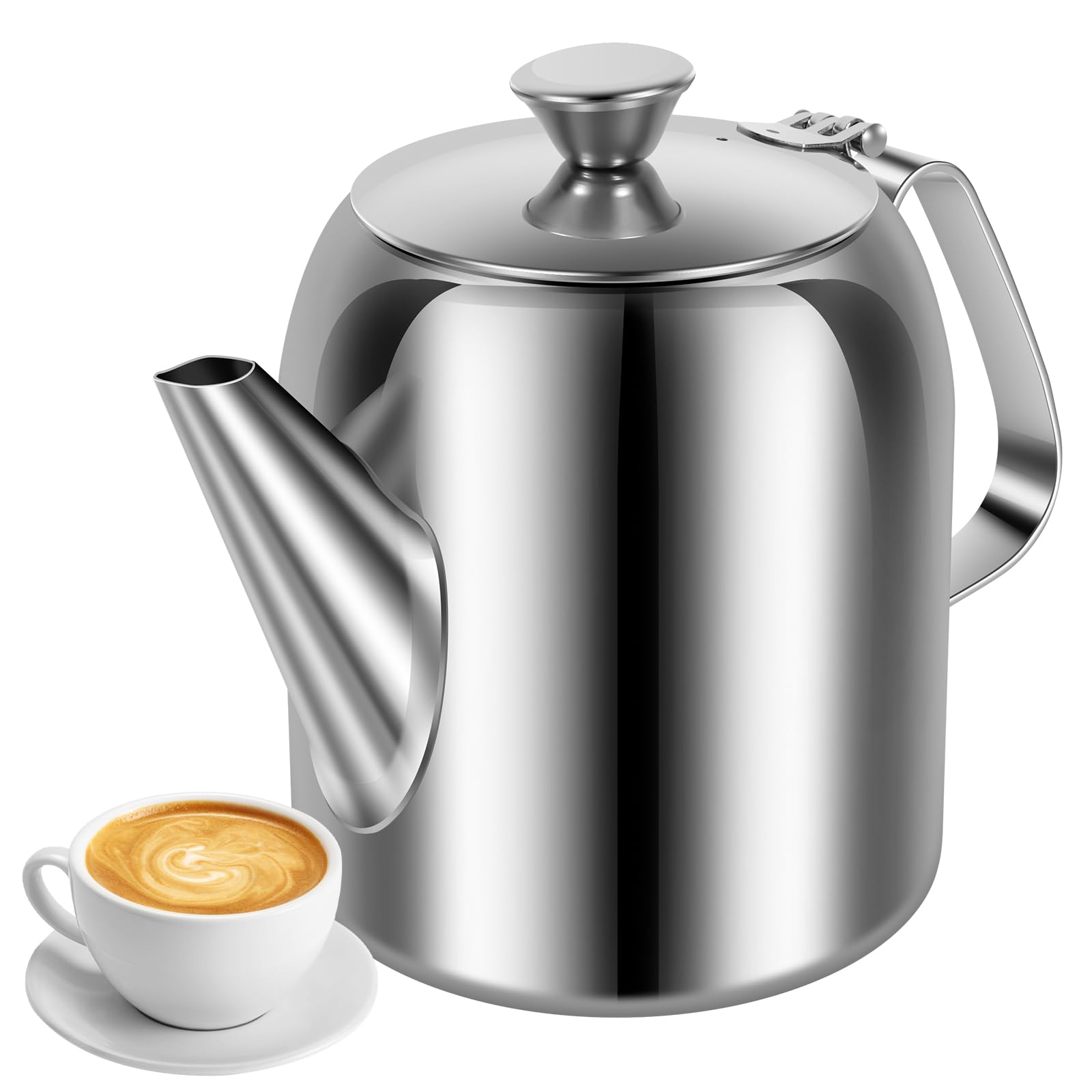 32oz Stainless Steel Teapot & Coffee Maker Mirror Polished 5-Cup Tea Kettle