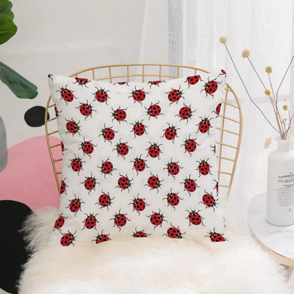 Hyosxw Seamless Pattern Of The Ladybugs - A3 Cushion Cover,Throw Pillow Case Home Decorative For Living Room Bedroom Sofa Chair 18X18 Inch,Seamless Pattern Of The Ladybugs,Pillowcase 45X45cm