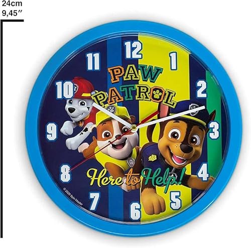 Kidslicensing Patrol - Wanduhr - Dekorative Uhr für Kinder - 25 cm, KD-PW16696, Bunt, One Size
