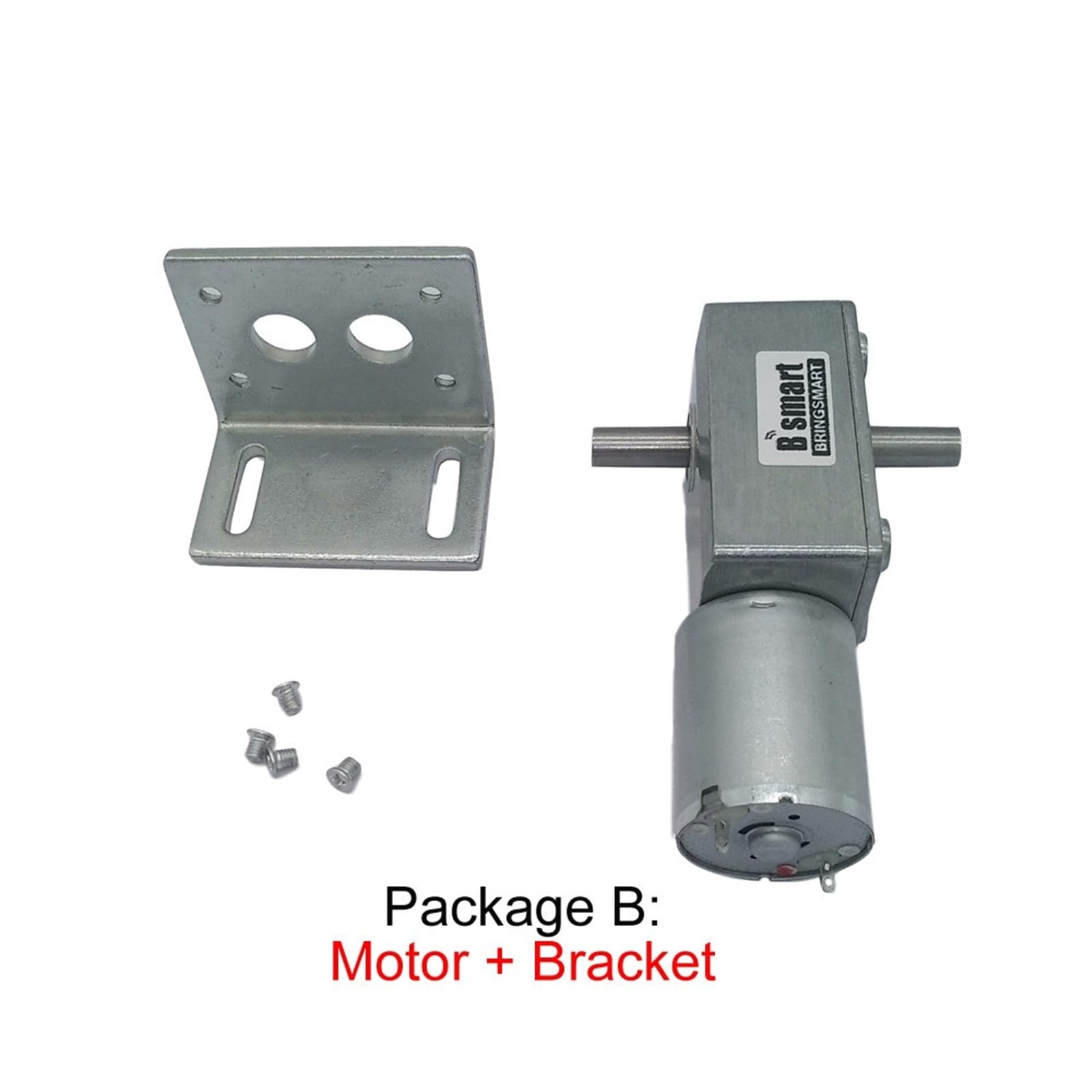 Motor de Doble Eje con Engranaje helicoidal 12V CC, Motores reductores Salida, reducción Invertida 24V, autobloqueo JGY370(Package B,10rpm)