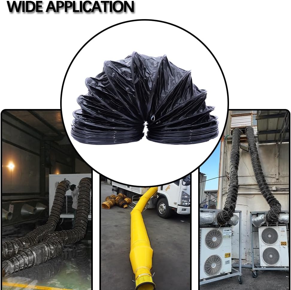 PVC Flexible Duct Hosing 8 Inch 16FT Exhaust Ducting Hose for Utility Blower Ventilation Fan Exhaust Fan (8INx16FT)