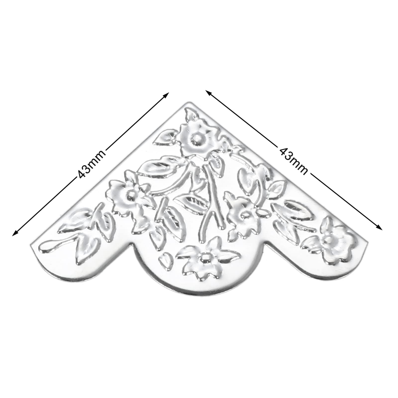 dophee 12Pcs Decorative Corner Protector, Jewelry Box Wooden Box Chest Furniture Guard Edge Cover, Metal Flower Carved No Holes, 1.69