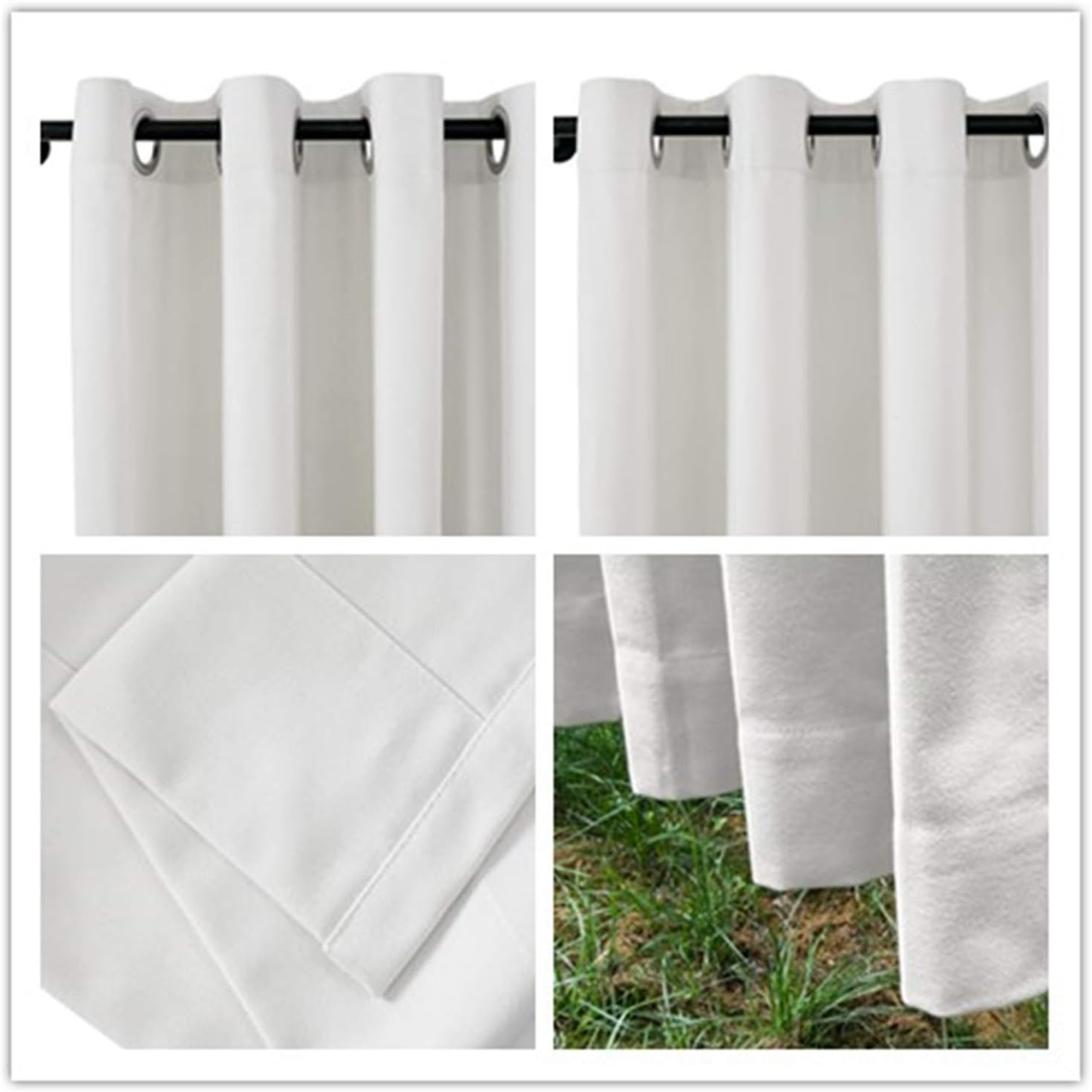 cololeaf Extra Long Outdoor Curtain 120" Long with Rustproof Grommet Eyelet Curtain in Front Porch Pergola Cabana Covered Patio Gazebo Dock Garden - White 100" W x 120" L Inch (1 Panel)