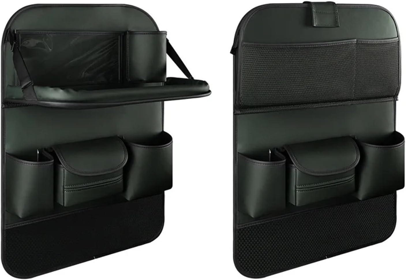 Car Storage Back of Seat Car Organizer 1PC Car Backseat Organizer with Tablet Holder,9 Storage Pockets PU Leather Foldable Tray Seat Back Protectors Kick Mats Travel(1pc Brown)