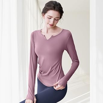 Women's Athletic Tops Long Sleeve Slim Fit Yoga Shirt Workout Running Clothes Base Layers with Thumb Hole