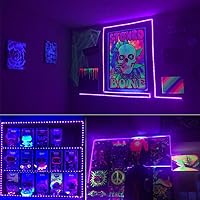 Vista 7 de Tira LED púrpura de 5 V USB de 395-400 nm alimentada por USB de 13.12 pies/13.1 ft, 240 ledes, luz negra, SMD2835, no impermeable, IP20 luces