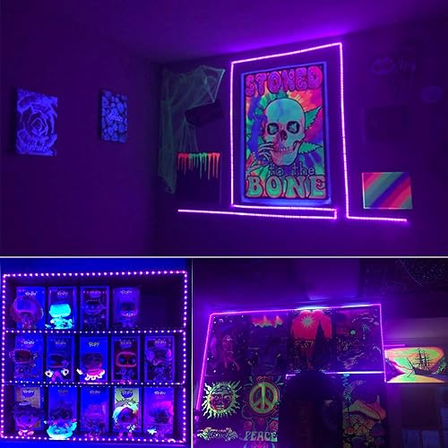 Miniatura 7 de Tira LED púrpura de 5 V USB de 395-400 nm alimentada por USB de 13.12 pies/13.1 ft, 240 ledes, luz negra, SMD2835, no impermeable, IP20 luces