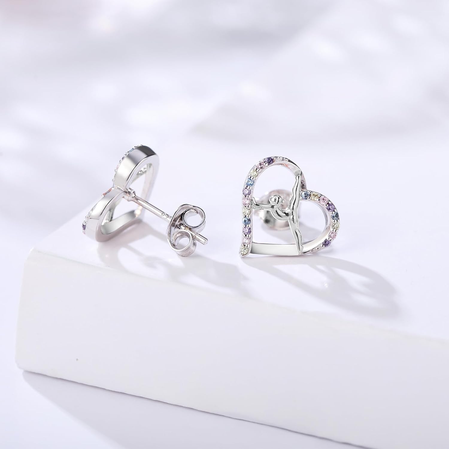 925 Sterling Silver Gymnastics Stud Earrings Hypoallergenic Gymnastics Gifts Jewelry for Gymnast Women - Image 3